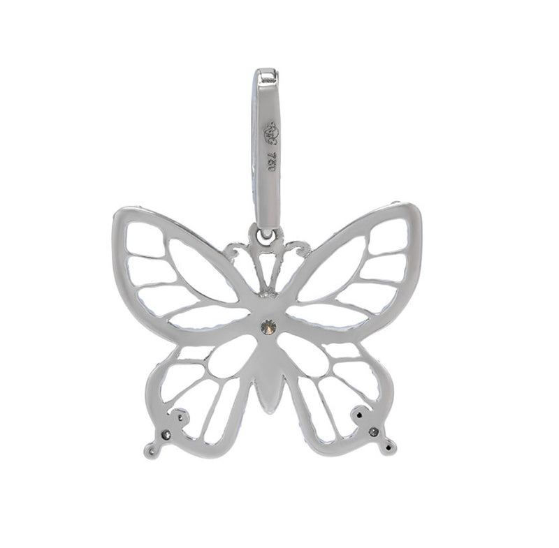 18K White Gold Pavé Diamond Butterfly Pendant