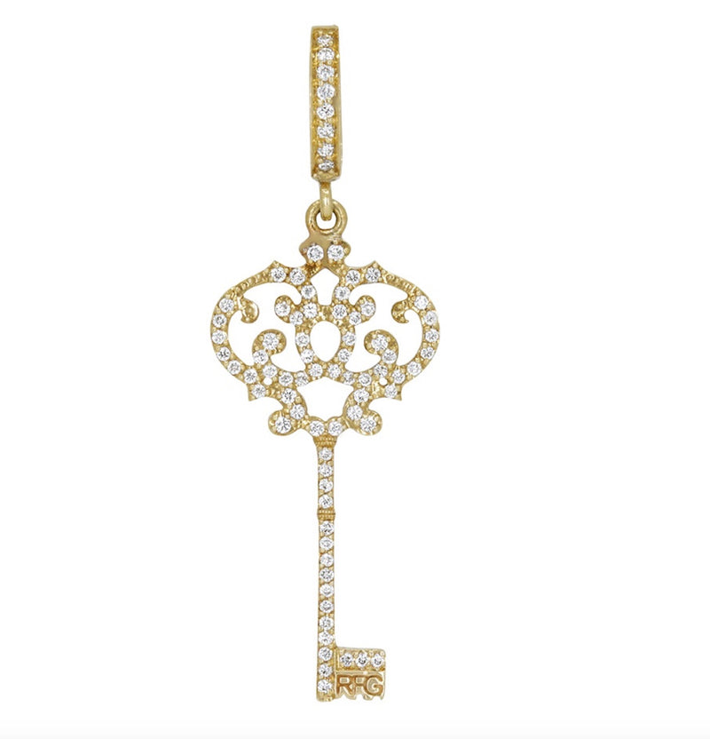 Pavé Diamond Key Pendant