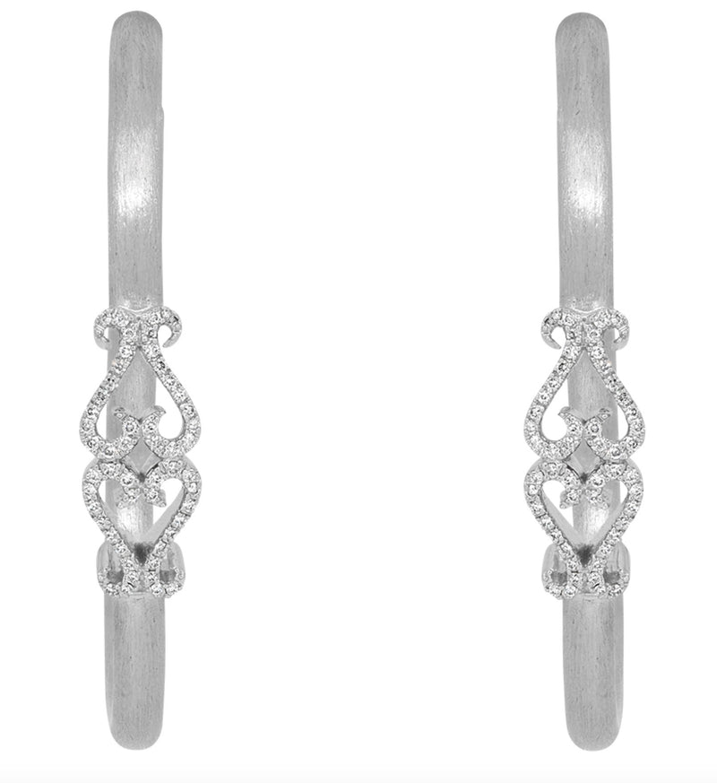 Pavé Diamond Double Heart Earrings