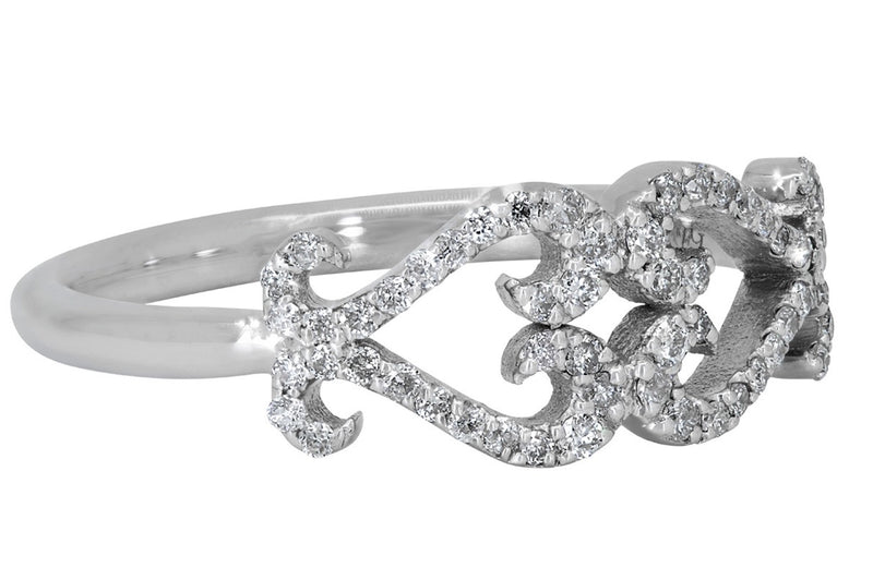 Diamond Double Heart Scroll Ring