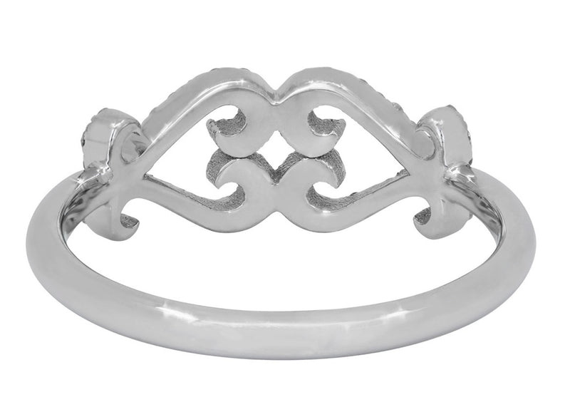 Diamond Double Heart Scroll Ring