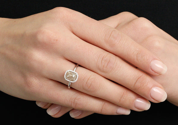'Raw' Diamond Halo Engagement Ring