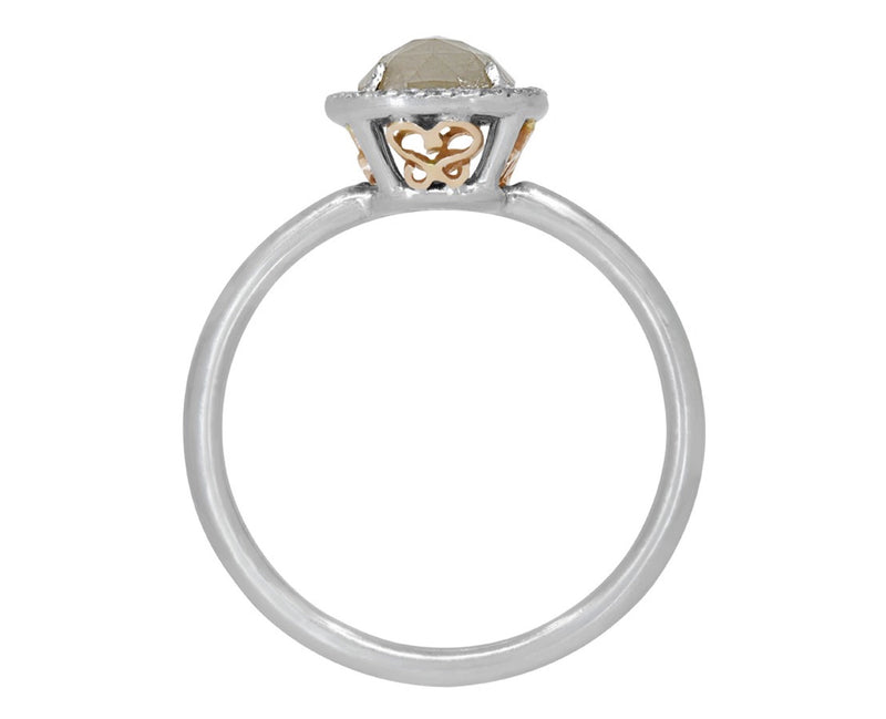'Raw' Diamond Halo Engagement Ring
