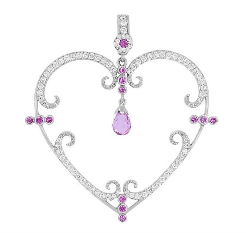 ‘Filigreen Heart’ Diamond and Pink Sapphire Pendant