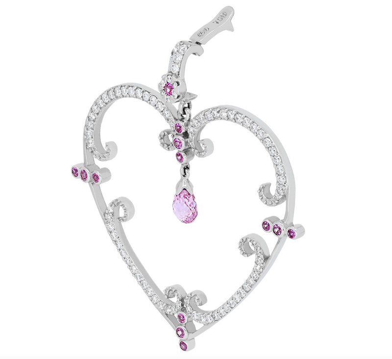 ‘Filigreen Heart’ Diamond and Pink Sapphire Pendant