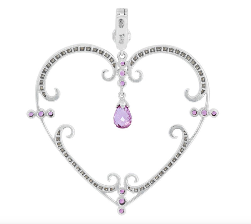 ‘Filigreen Heart’ Diamond and Pink Sapphire Pendant