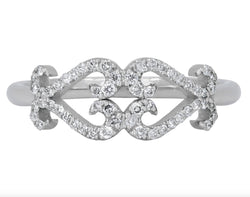 Diamond Double Heart Scroll Ring