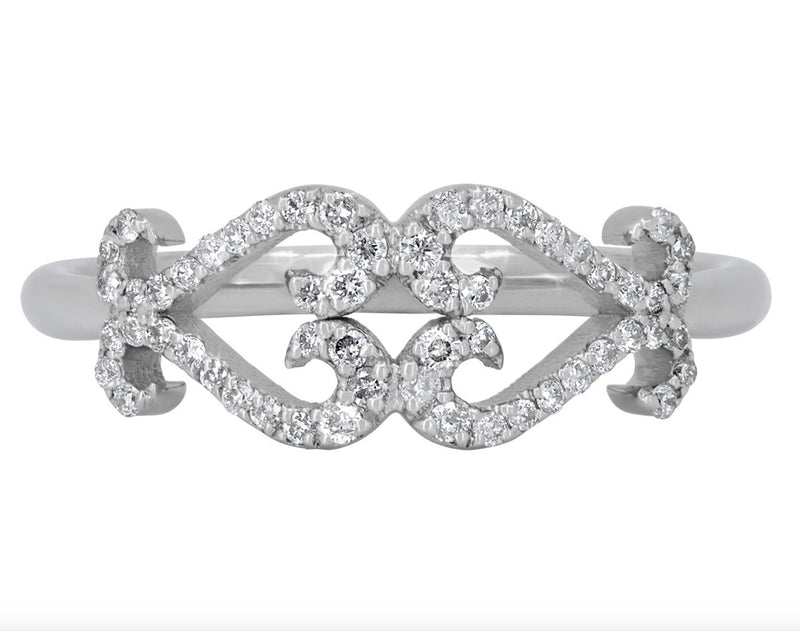 Diamond Double Heart Scroll Ring