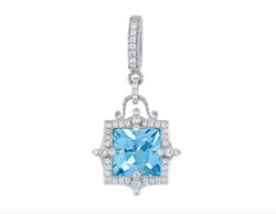 18K White Gold ‘Empress’ Blue Topaz and Diamond Pendant