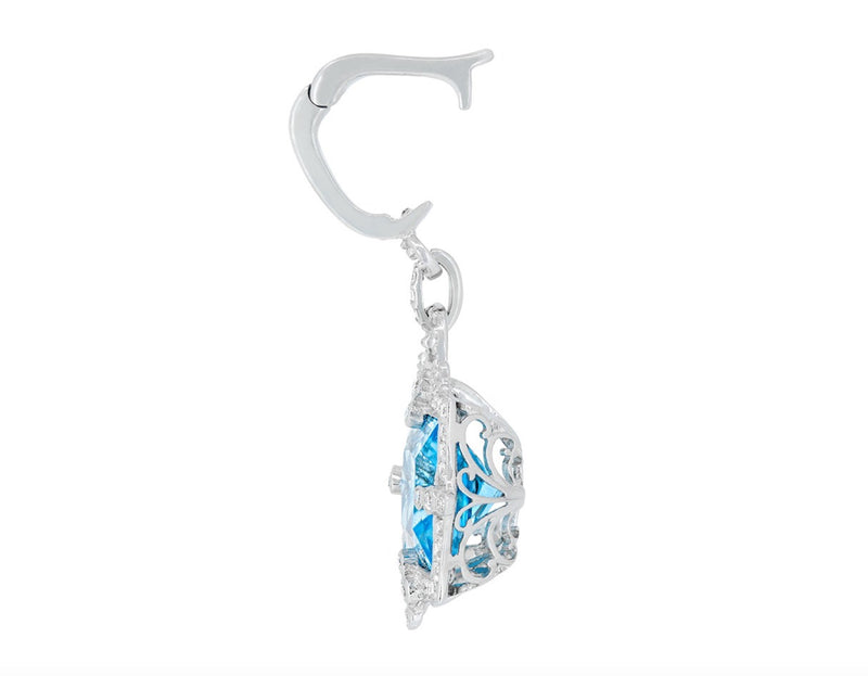 18K White Gold ‘Empress’ Blue Topaz and Diamond Pendant