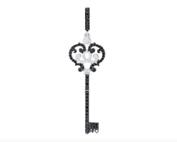 Pavé Black and White Diamond Key Pendant