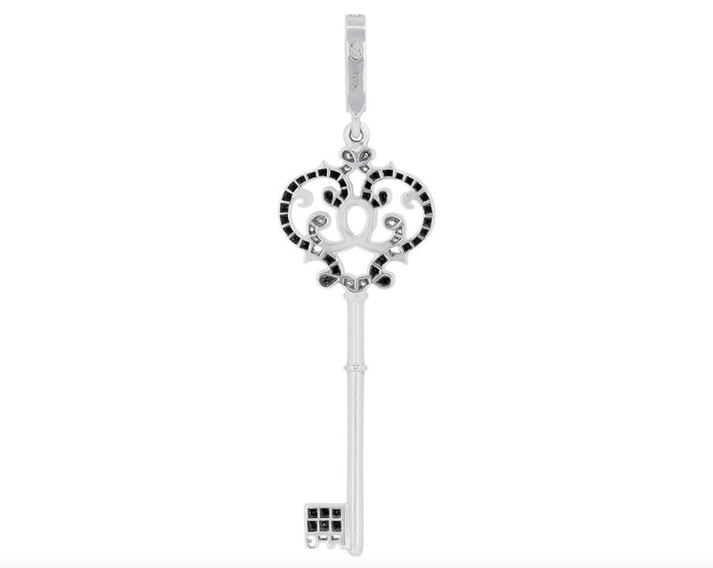 Pavé Black and White Diamond Key Pendant